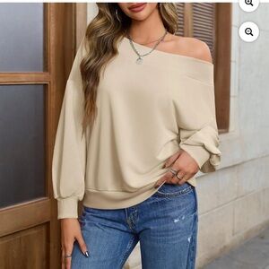 Chic Off-Shoulder Beige Sweater